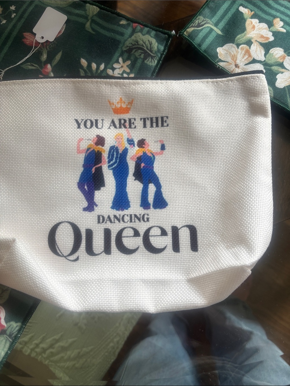 Dancing Queen Canvas Cosmetic Bag – White